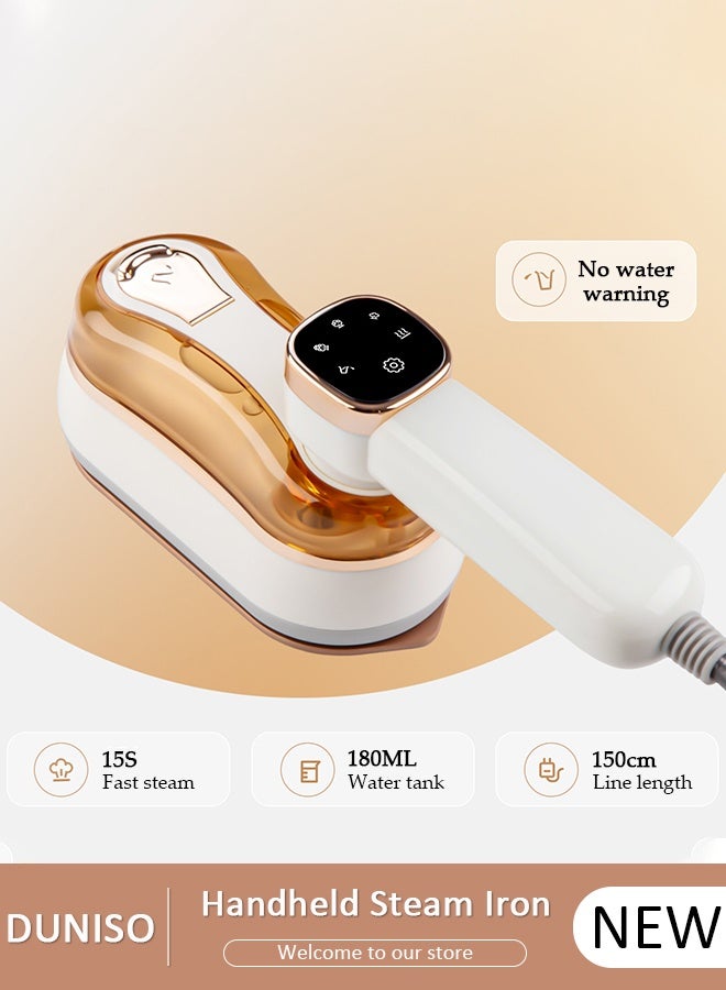 DUNISO مكواة بخار محمولة، مكواة سفر صغيرة مع شاشة عرض LED، مكواة بخار محمولة قابلة للطي تدور 180 درجة، تسخين سريع في 30 ثانية، تدعم الكي الجاف والرطب للمنزل والسفر - Image 1