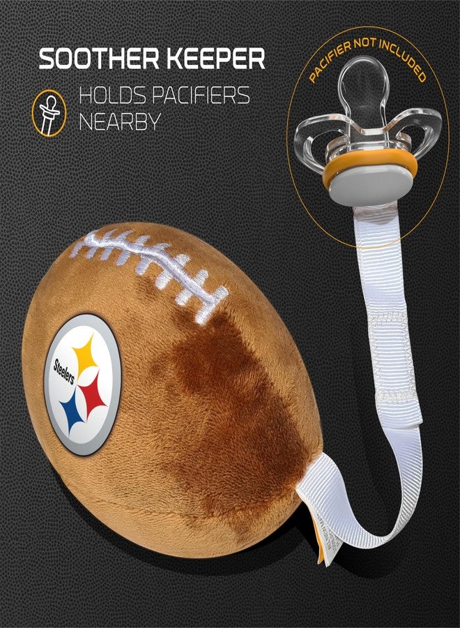 Smilo Pittsburgh Steelers Plush Football Pacifier Holder by Smilo - Officially Licensed NFL Soother Holder - Soft Plush Toy and Dummy Holder - Fits Any Pacifier - Stroller Accessory & Newborn Essential - Image 3