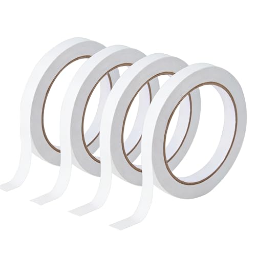 ZZJMCH 1/4" 4 Rolls Double Sided Adhesive Sticky Tape for Arts, DIY, Card Making, Crafts, Photography, Scrapbooking, Gift Wrapping, Office School Stationery Supplies, Home Supplies (Width: 6mm) - Image 1