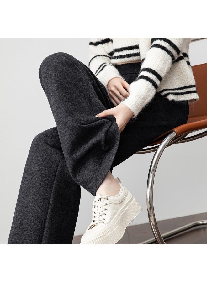 Baleno Wool-Like Straight Leg Pants Women'S Autumn Winter Brushed High Waist Drape Slim Fit Narrow Wide Leg Casual Trousers - Image 3