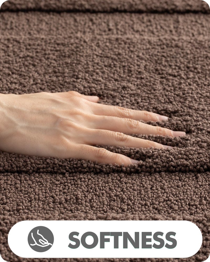 LUMI Bathroom Rugs  17""x30"" Ultra Soft Bath Mats for Bathroom  Absorbent Bath Mat  Microfiber Washable Bath Rug  Non Slip Rubber Backing Shower Rugs for Bathtub  Bathroom Floor  Brown - Image 2