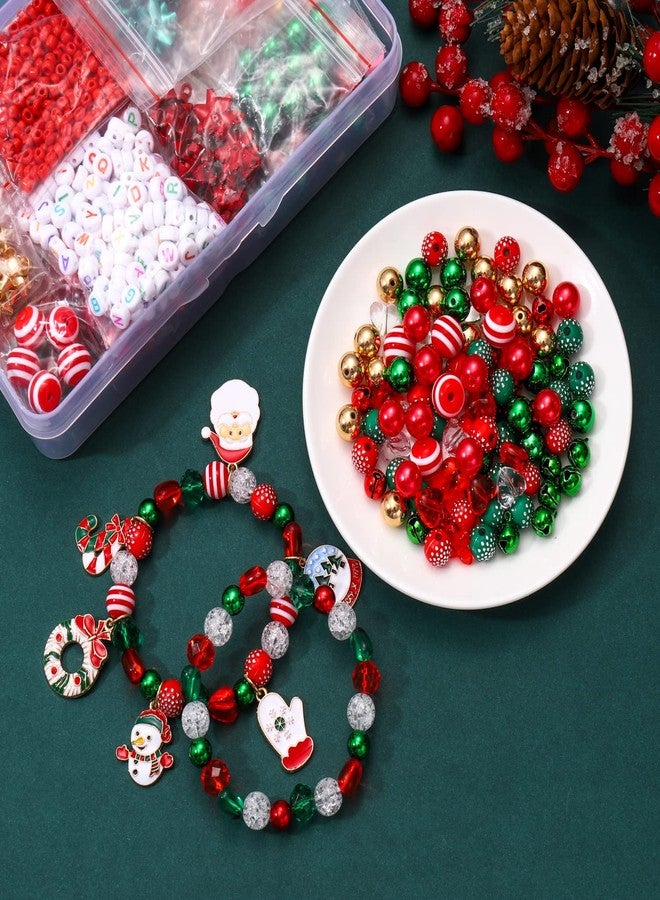 HSWE 2083PCS+ Christmas Beads Charms for Jewelry Making Red Green Gold Xmas Bow Jingle Bells Wooden Clay Beads Christmas Tree Santa Snowman Wreath Pendant for Holiday Party Necklace Bracelet DIY Supply - Image 4