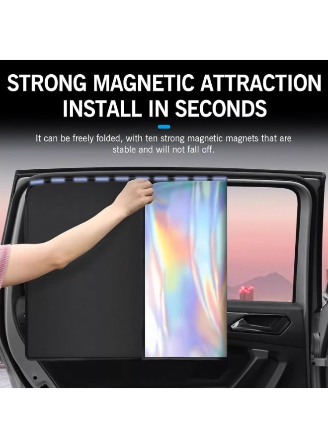 JOGAMS 4Pcs Car Window Shades Foldable Automotive Side Window Sun Shade Blackout Magnetic Car Privacy Curtains Easy to Store Window Cover Universal for Summer Sunshade - Image 4