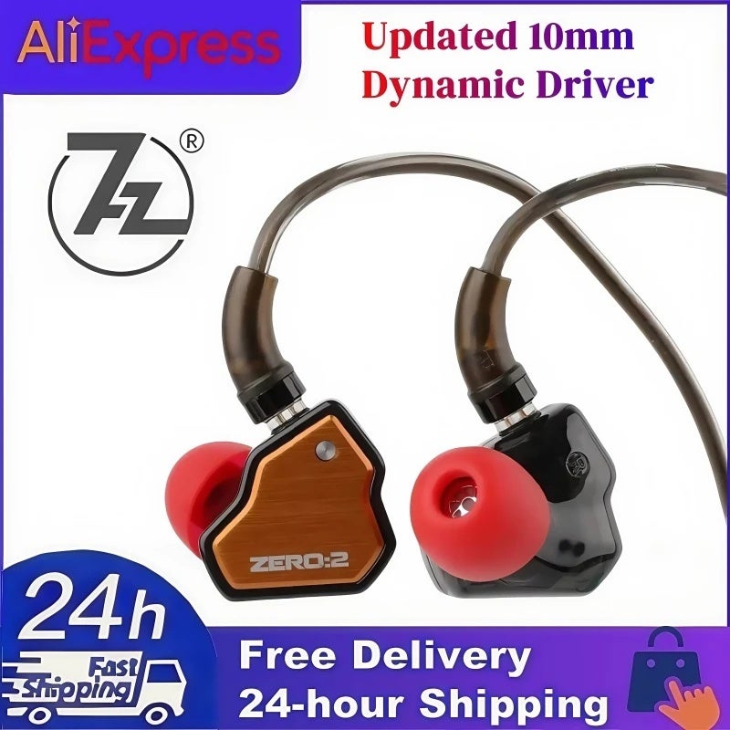 كي زد كابل وموصل 7Hz X Crinacle Zero 2 Updated 10mm Dynamic Driver Wired Earphones with OFC IEMs Cable Earbuds Gaming Earbuds for Musician, Orange No Mic - Image 2