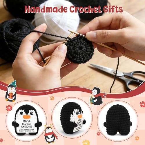 CryCarrot Mini Positive Crochet Penguin Birthday Gifts for Women, Funny Mothers Day Graduation Brithday Gifts for Women Men Boys Girls, Inspirational Appreciation Gifts for Adult Kid Teen Coworker Friend Decor - Image 3