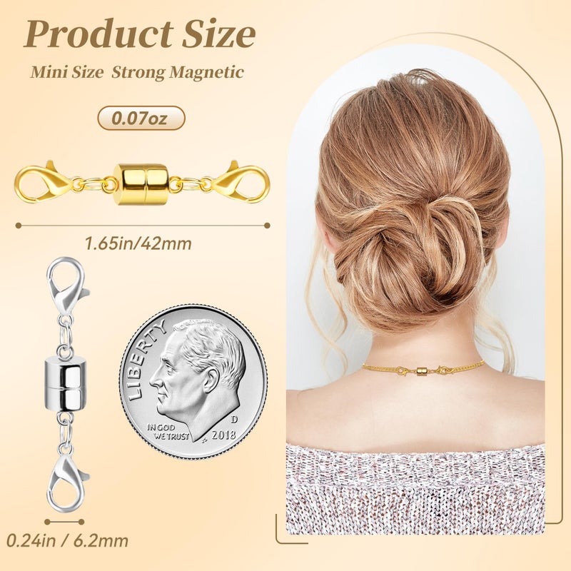 SUTQIGUI Magnetic Necklace Clasp and Closures with Double Lobster Clasp, 14K Gold and Silver Necklace Extenders for Women Jewelry Magnetic Clasps for Necklaces, Bracelet Necklace Extender(12PCS) - Image 2