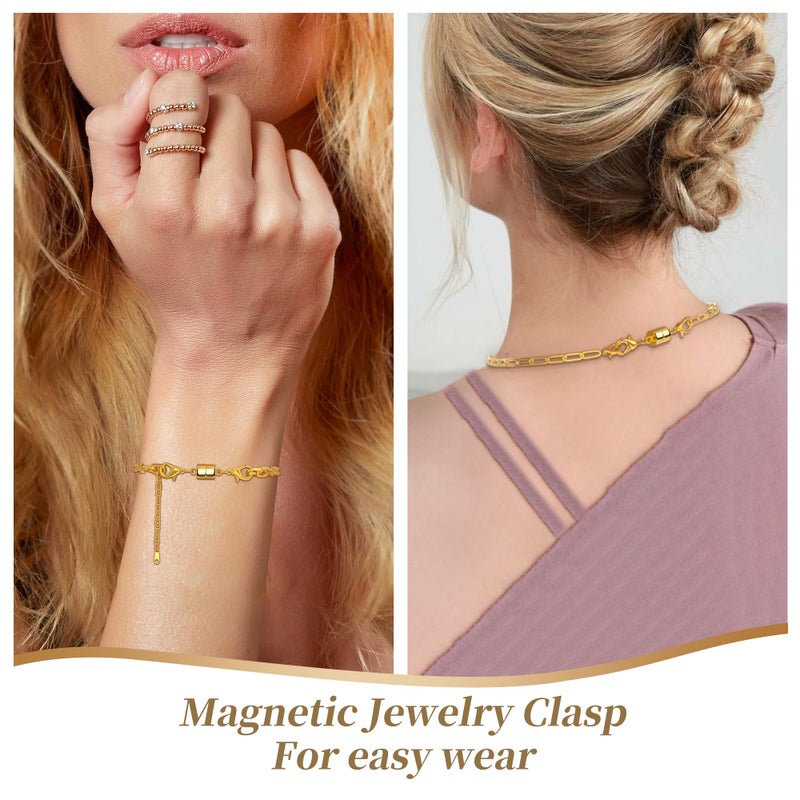 SUTQIGUI Magnetic Necklace Clasp and Closures with Double Lobster Clasp, 14K Gold and Silver Necklace Extenders for Women Jewelry Magnetic Clasps for Necklaces, Bracelet Necklace Extender(12PCS) - Image 3