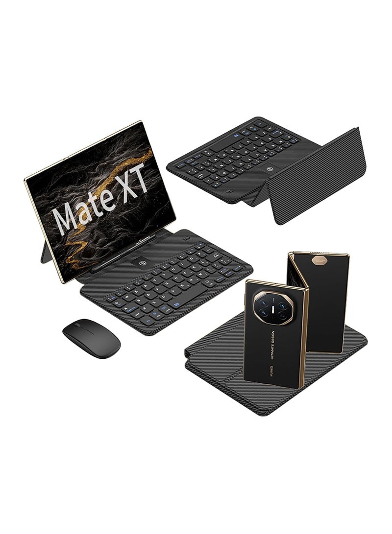 general Compatible Mobile Office Keyboard Kit for Huawei Mate XT, Full Leather Keyboard + Stylus + Wireless Bluetooth Mouse, Huawei Mate XT Ultimate Kit Sleeve