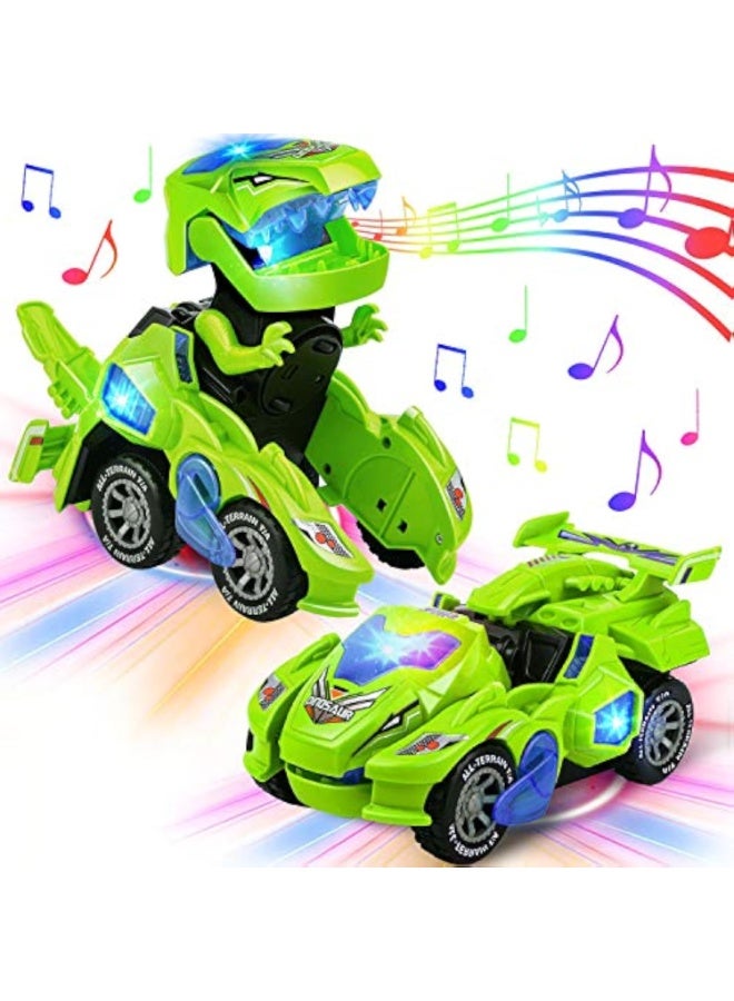 AMENON Dinosaur Toys for Kids Boys Transforming Dinosaur Car with LED Light Music Automatic Deformation Dino Race Car, Suitable gifts for children - Image 1