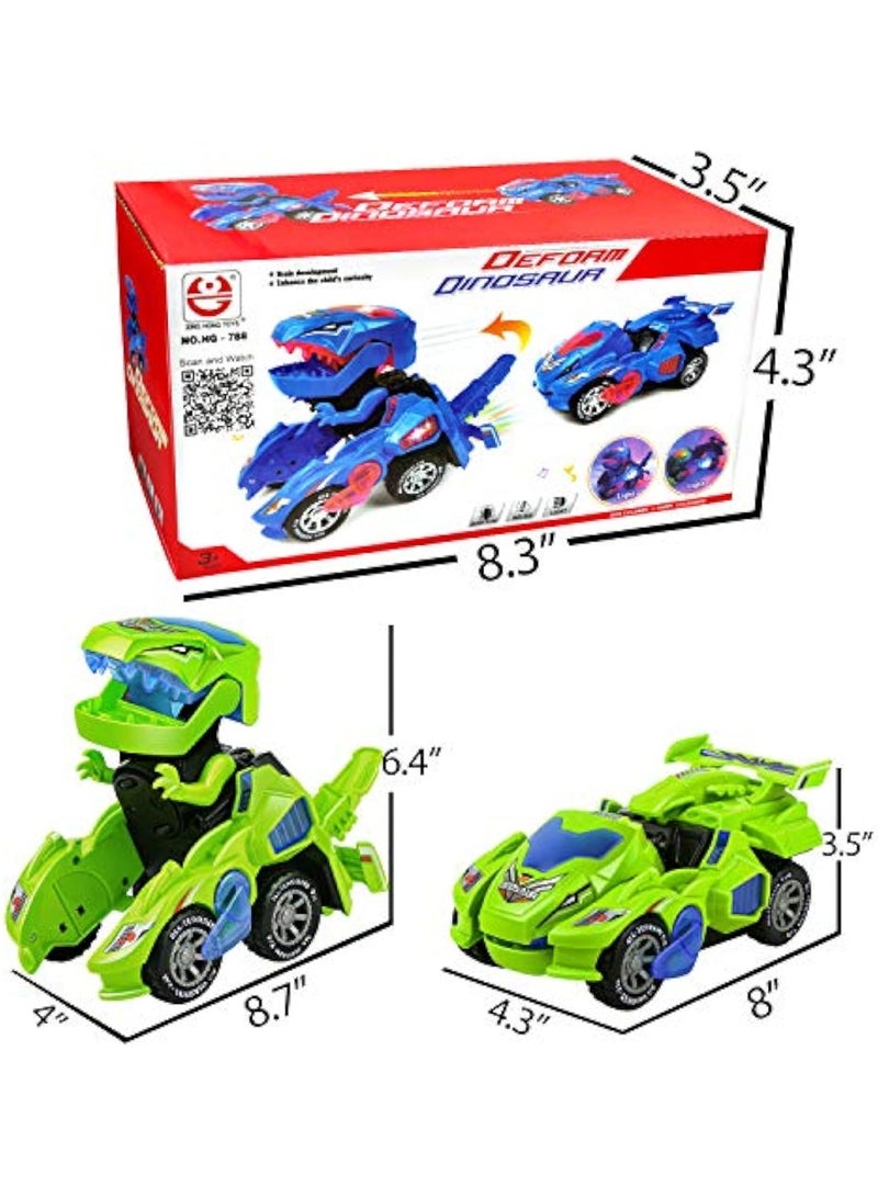 AMENON Dinosaur Toys for Kids Boys Transforming Dinosaur Car with LED Light Music Automatic Deformation Dino Race Car, Suitable gifts for children - Image 2