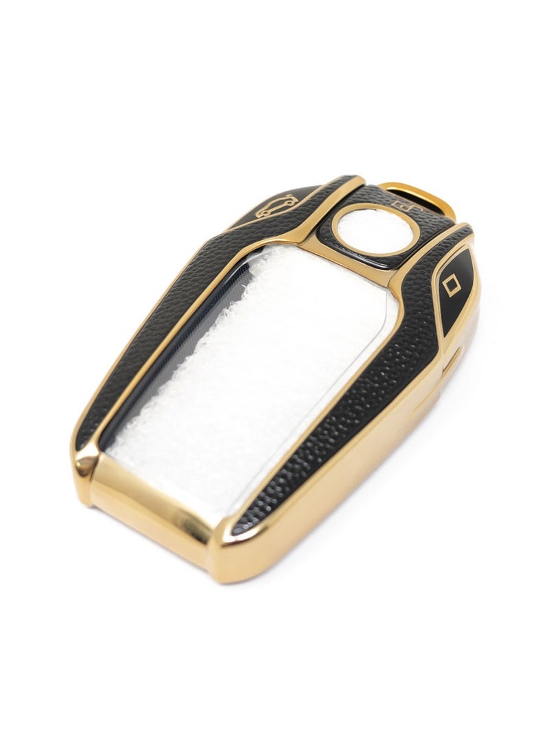 Service Zone - TPU Leather Texture Key Fob Cover For BMW 5 Series X3 X7 LCD Screen Car Remote Key Case -Black - Image 1