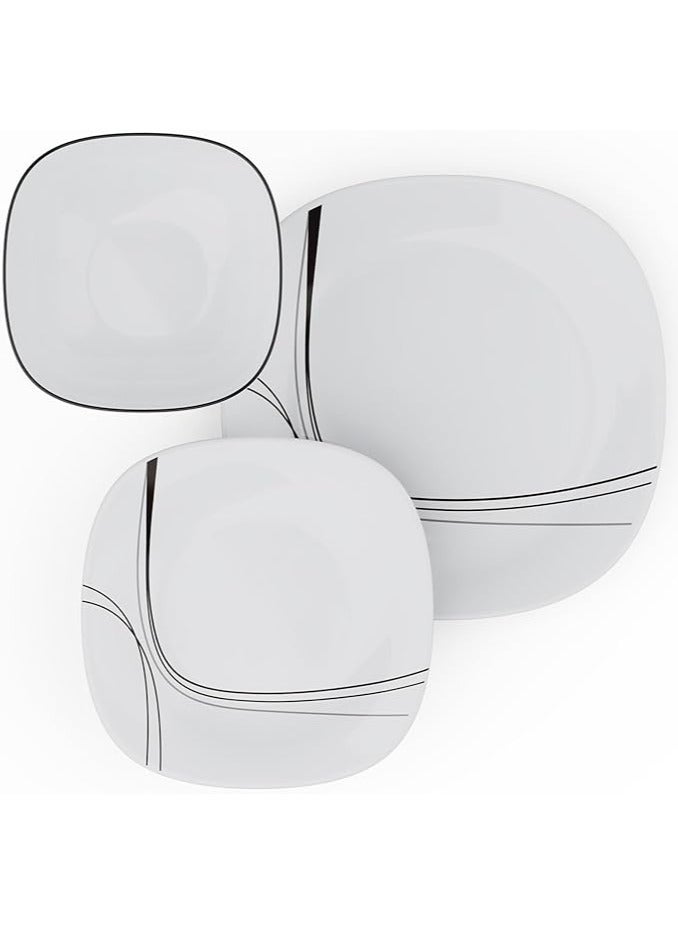 فلورا Square Dinnerware Set, Glassware 26-Piece Service for , Easy to Clean, Dinner Plates, Dishes, Bowls Set, Modern Line - Image 2