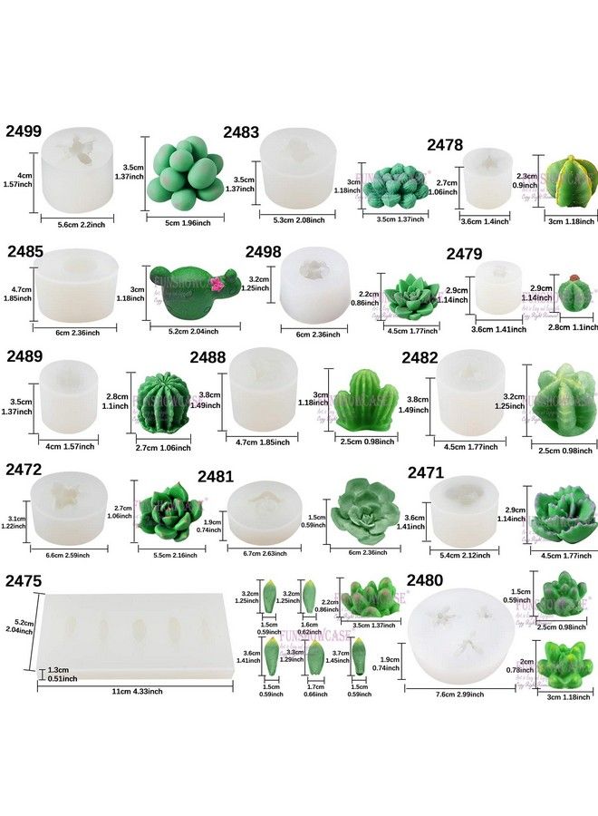 FUNSHOWCASE Cactus And Succulent Plant Silicone Molds Set For Epoxy Resin Soap Candle Wax Polymer Clay Concrete Plaster Fondant Cake Decor Chocolate With Beginner Tutorials - Image 3