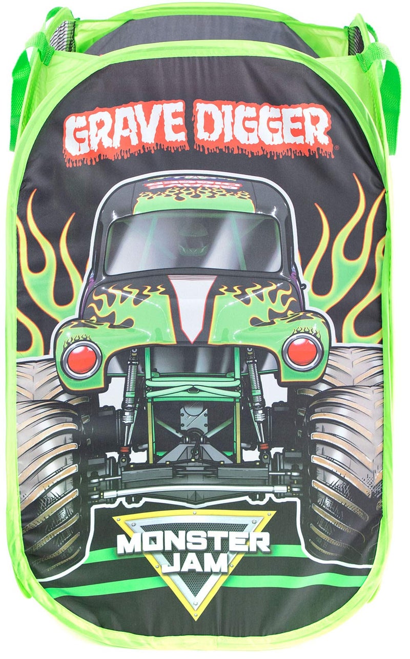 Jay Franco Monster Jam Grave Digger Pop Up Hamper - Mesh Laundry Basket/Bag with Durable Handles - Image 1