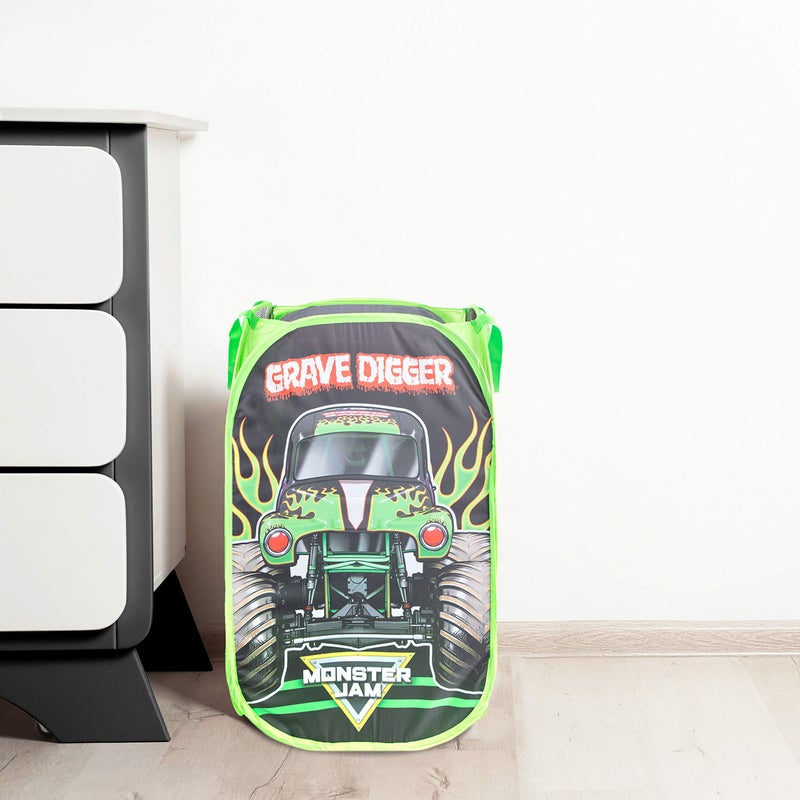 Jay Franco Monster Jam Grave Digger Pop Up Hamper - Mesh Laundry Basket/Bag with Durable Handles - Image 4