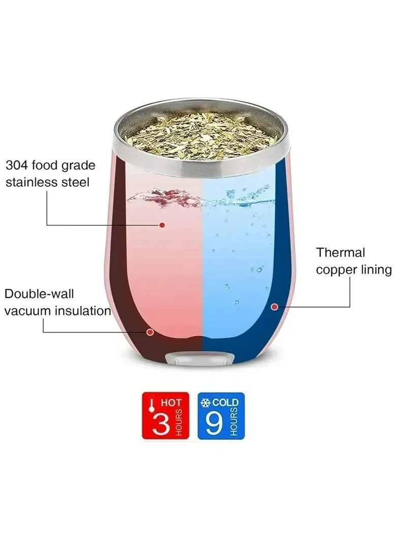 CUOPRU Yerba Mate Tea Cup 304 Stainless Steel Cup With Lid Heat Resistant Portable Tea Mug With Straw And Brush Water Thermos Bottle - Image 4