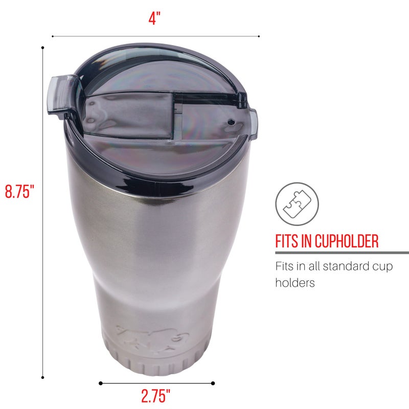 Silver Buffalo Double Walled Vacuum Insulated Stainless Steel Tumbler With Flip Top Lid Keeps Hot and Cold  Travel Coffee Mug Leak Proof Lid  30 Ounces  Gray - Image 4
