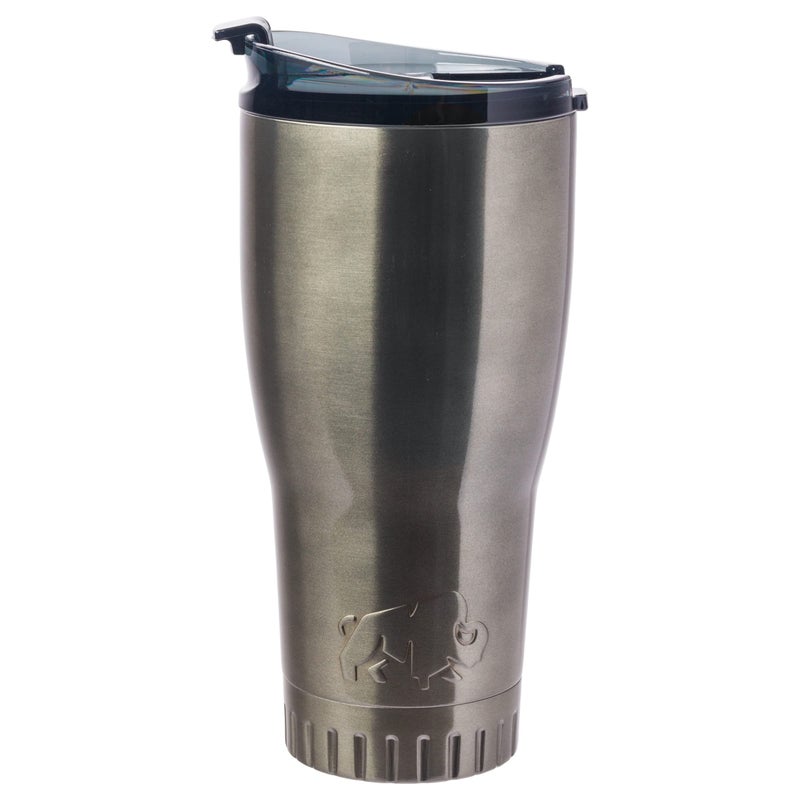 Silver Buffalo Double Walled Vacuum Insulated Stainless Steel Tumbler With Flip Top Lid Keeps Hot and Cold  Travel Coffee Mug Leak Proof Lid  30 Ounces  Gray - Image 1