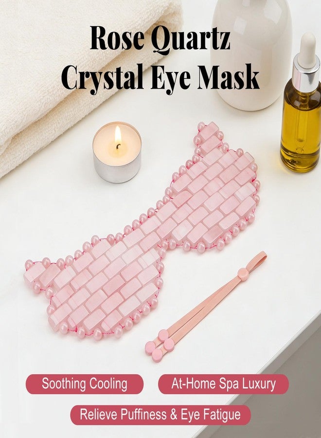 ideayard Rose Quartz Eye Mask, Adjustable Strap for Puffiness & Eye Fatigue, Reusable Crystal Eye Pad, Comfortable Fit for At-Home Spa Relaxation - Image 2