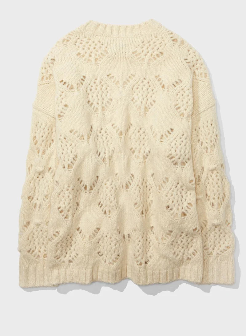 American Eagle Openwork Round Neck Sweater
