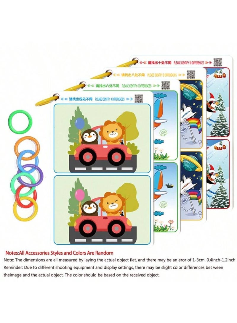 Montessori Spot the Difference Educational Activity Book – 32 Pages Reusable Erasable Puzzle Game | Focus & Observation Training, Left & Right Brain Development, Logical Thinking Practice | Multicolor Learning Cards for Kids | Perfect Holiday Gift - Image 4