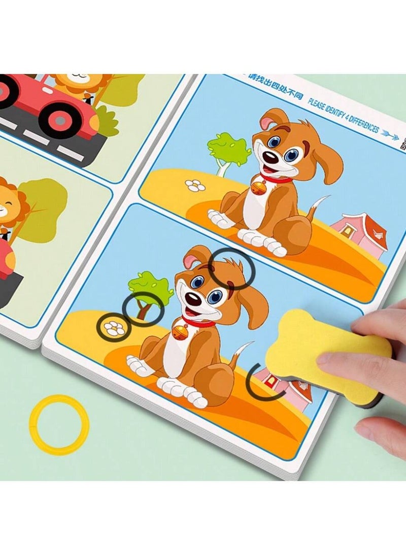 Montessori Spot the Difference Educational Activity Book – 32 Pages Reusable Erasable Puzzle Game | Focus & Observation Training, Left & Right Brain Development, Logical Thinking Practice | Multicolor Learning Cards for Kids | Perfect Holiday Gift - Image 5