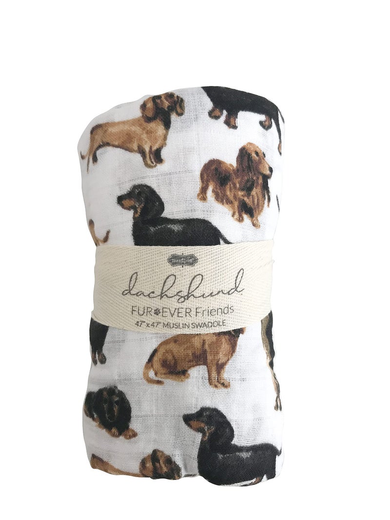 Mud Pie Dachshund Print Baby Swaddle Blanket, 47" x 47" - Image 1