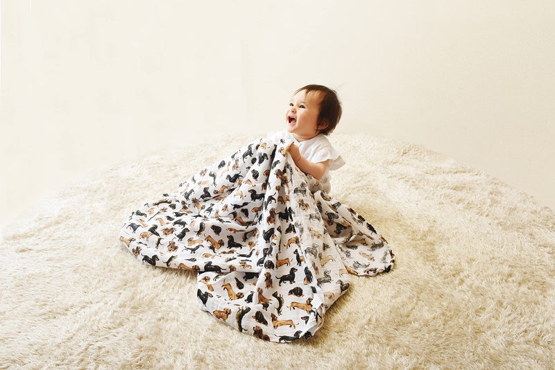 Mud Pie Dachshund Print Baby Swaddle Blanket, 47" x 47" - Image 3