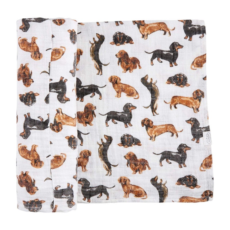 Mud Pie Dachshund Print Baby Swaddle Blanket, 47" x 47" - Image 5
