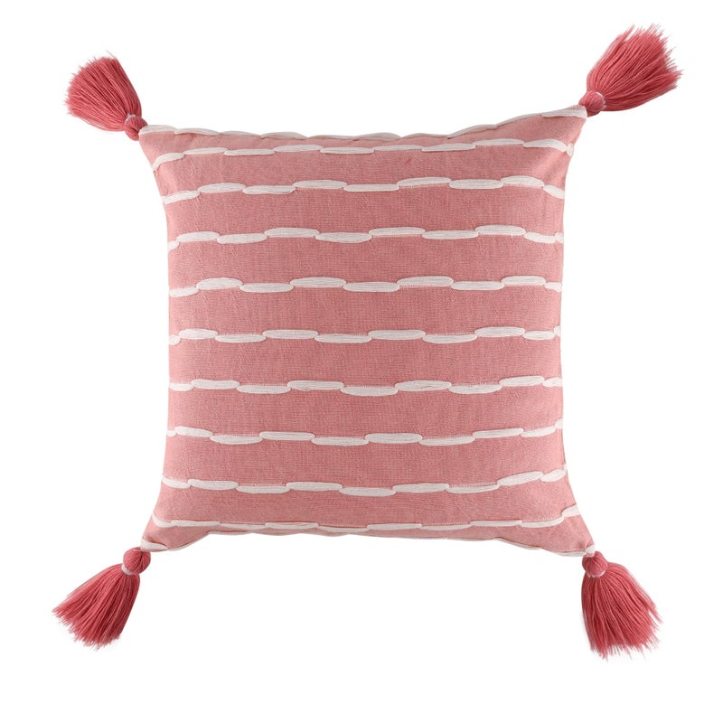 ANWYN 100% Cotton Handloom Cushion Cover with Tassles II Size 16"X16"/40CM*40CM - Image 2