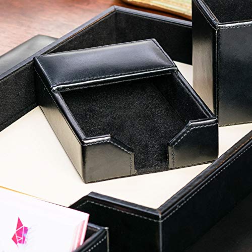Dacasso Black Bonded Leather Memo Holder, 4-Inch by 6-Inch (A1409) - Image 5