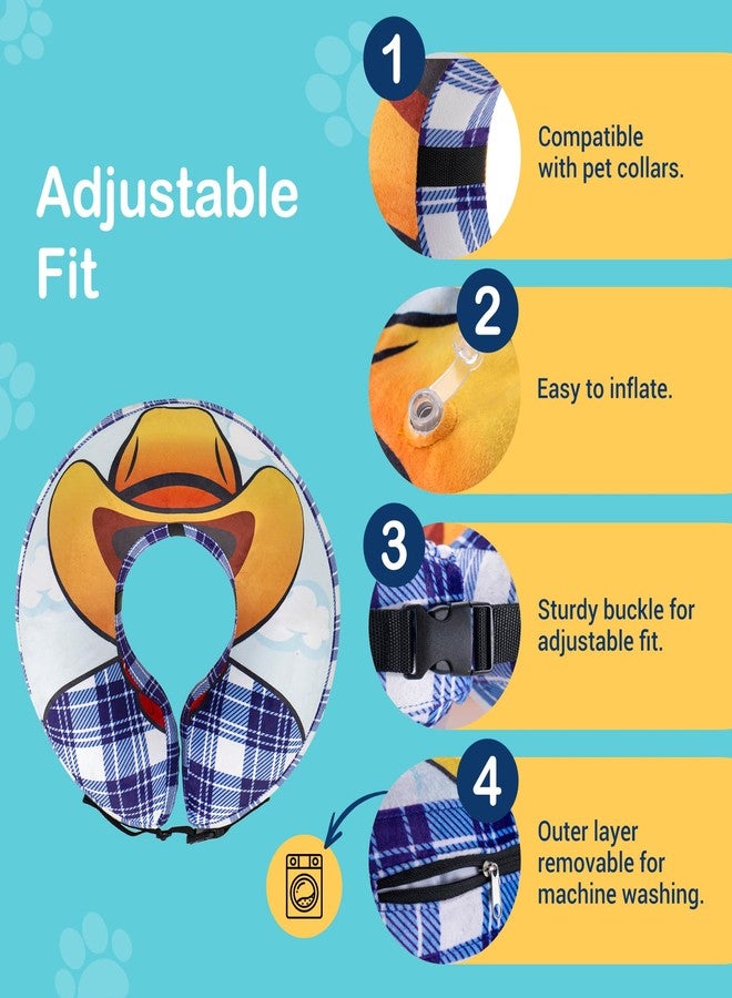 Avont Inflatable Dog Cone Collar After Surgery, Soft Dog Donut Collar to Stop Licking, E Collar Cone Alternative for Small Medium Large Dogs -Cowboy(L) - Image 5