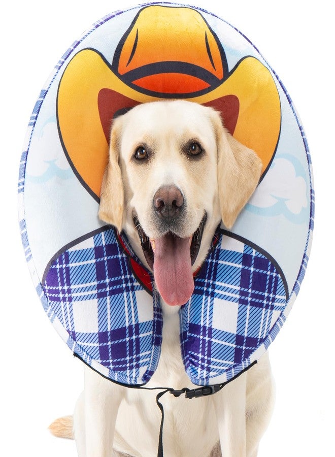 Avont Inflatable Dog Cone Collar After Surgery, Soft Dog Donut Collar to Stop Licking, E Collar Cone Alternative for Small Medium Large Dogs -Cowboy(L) - Image 1