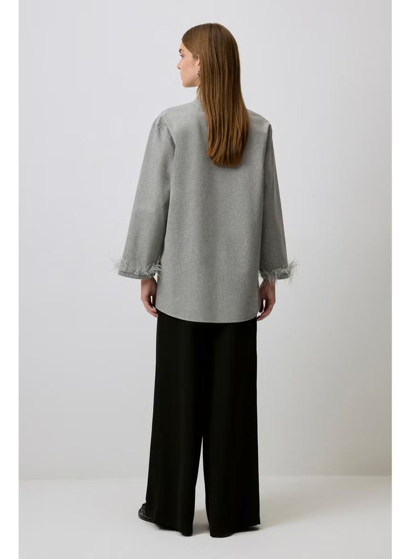 Touche Feather Detailed Melange Tunic - Image 5