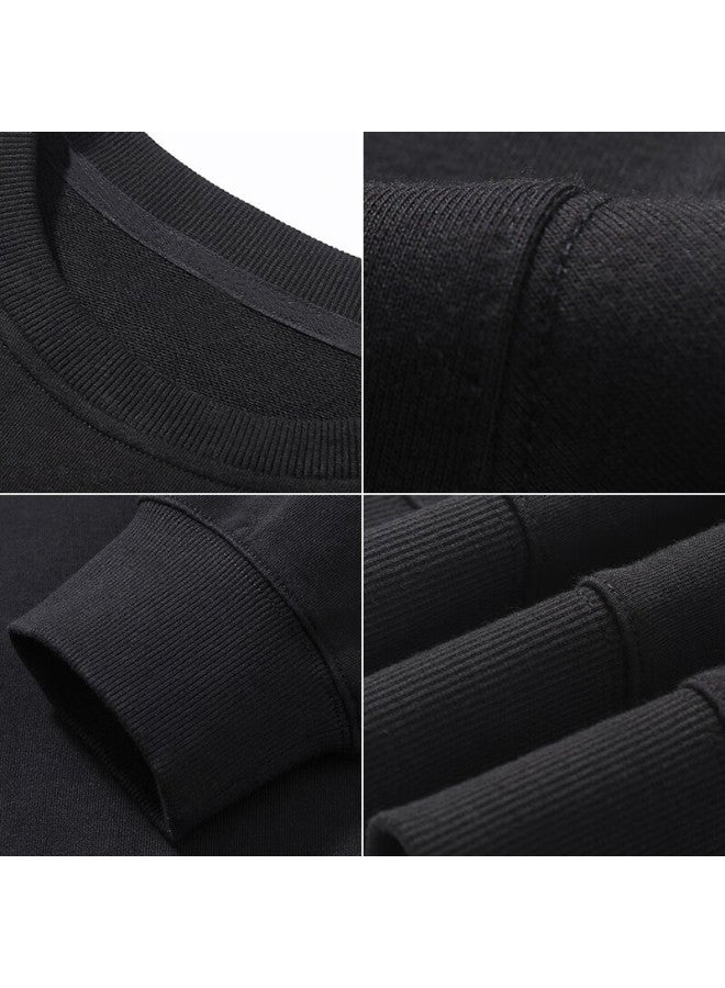 Vancamel Sweatshirt For Men, Round Neck, Autumn Long Sleeve T-shirt, Trendy Student Loose Casual Undershirt, Black S 4XL - Image 2