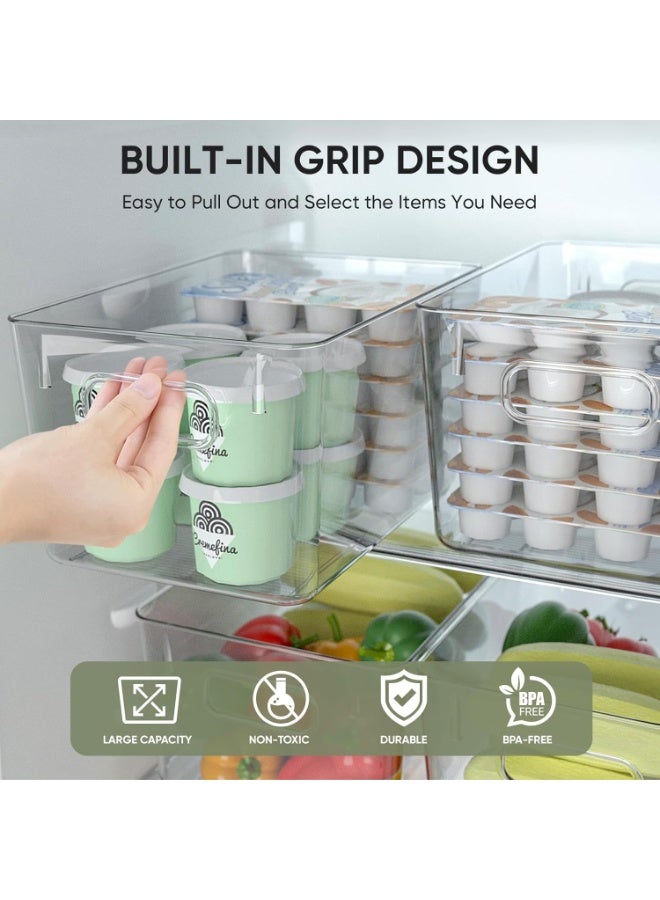 DIOTTI 4 Pack Clear Plastic Storage Bins, Stackable Pantry Organizer Containers for Kitchen, Bathroom, Refrigerator, Household Essentials - Image 2