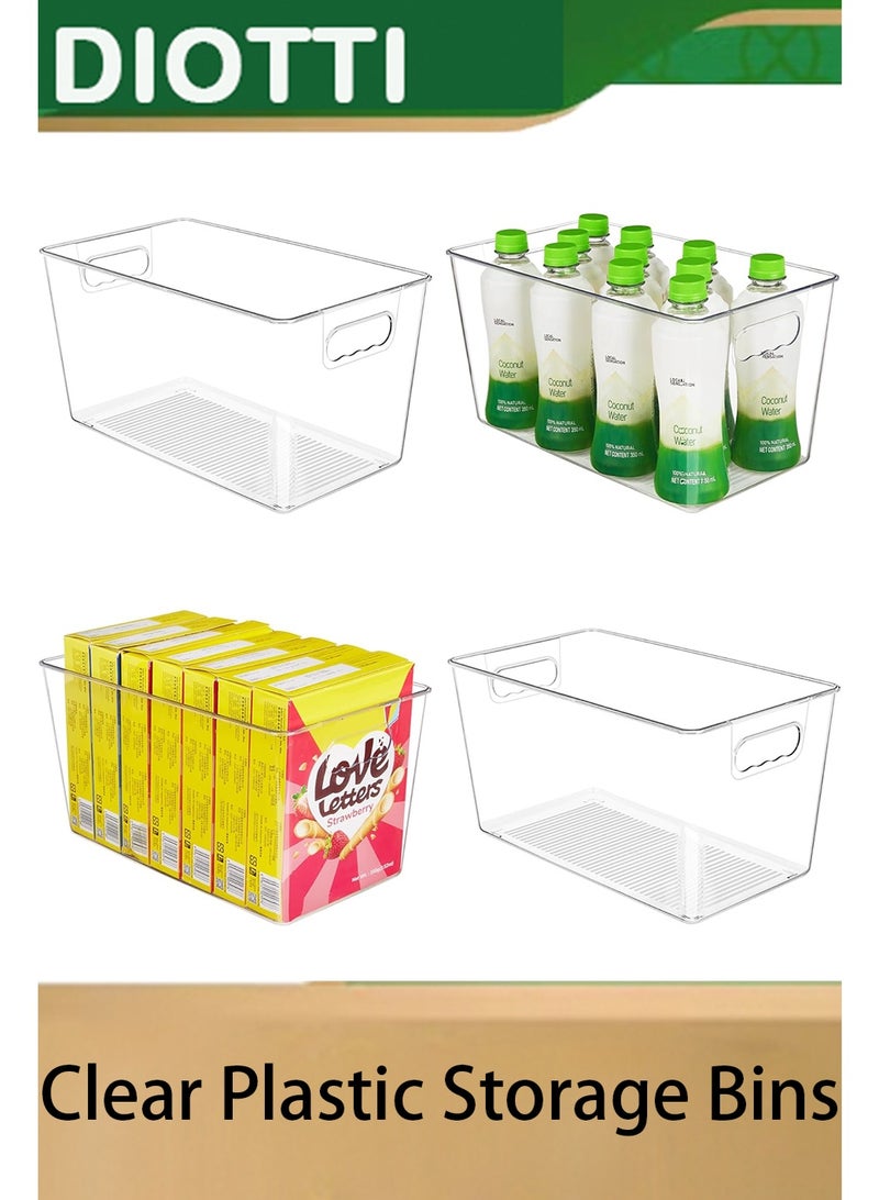 DIOTTI 4 Pack Clear Plastic Storage Bins, Stackable Pantry Organizer Containers for Kitchen, Bathroom, Refrigerator, Household Essentials - Image 1