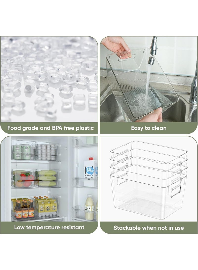 DIOTTI 4 Pack Clear Plastic Storage Bins, Stackable Pantry Organizer Containers for Kitchen, Bathroom, Refrigerator, Household Essentials - Image 4