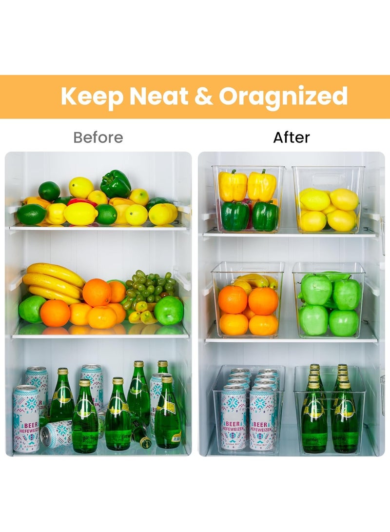 DIOTTI 4 Pack Clear Plastic Storage Bins, Stackable Pantry Organizer Containers for Kitchen, Bathroom, Refrigerator, Household Essentials - Image 5