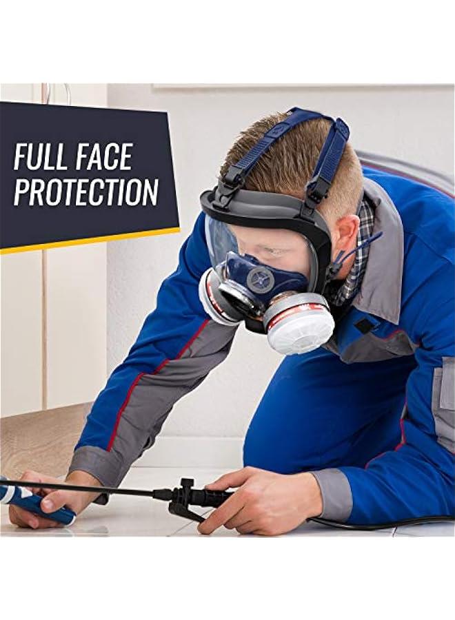 Arabest Full Face Organic Vapor Respirator - Protective Eye & Nose Shield with Anti-Fog Heavy Duty Lens & Adjustable - Chemical, & Particulate Respirator. Includes 2 Filter Cartridges - Industrial Grade - Image 5