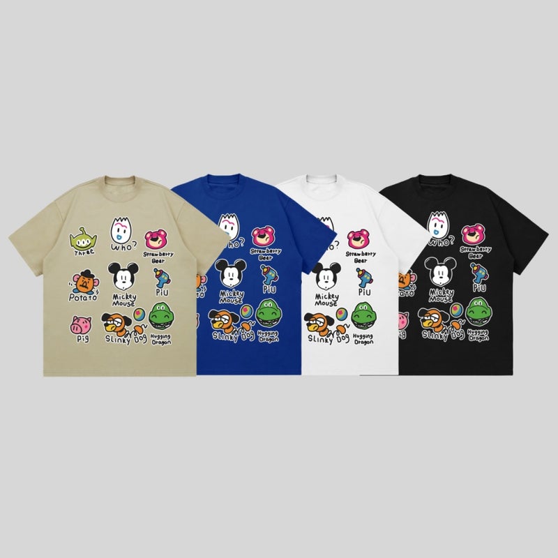 2024 Short-Sleeved T-Shirt Men'S American Style Trendy Cartoon Printed Trendy Loose All-Match Fashionable Top Ins - Image 2