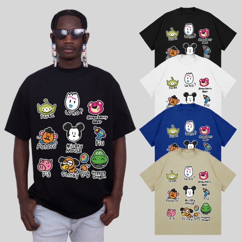 2024 Short-Sleeved T-Shirt Men'S American Style Trendy Cartoon Printed Trendy Loose All-Match Fashionable Top Ins - Image 3