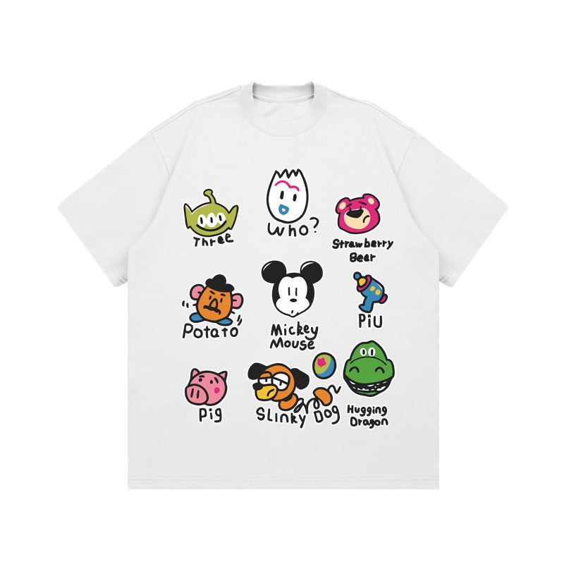 2024 Short-Sleeved T-Shirt Men'S American Style Trendy Cartoon Printed Trendy Loose All-Match Fashionable Top Ins - Image 5