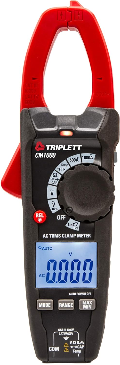 Triplett Triplett CM1000 True RMS 6000 Count 1000A AC Clamp Meter with Inrush LPF and LOZ  - Image 1