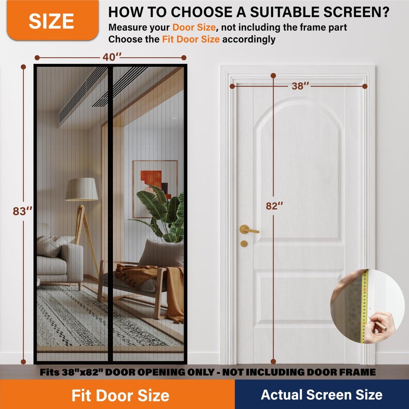 Mdavo Mesh Screen with Magnetic Closure-Keeps Bugs Out Let Breeze in, Heavy Duty - Pet and Kid Friendly, Works with Front, Sliding Doors (38 x 82 Inch) - Image 2