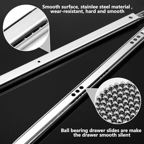 Suiwotin 4PCS 13.5 Inch Drawer Slides, Metal Ball Bearing Drawer Slides, Small Drawer Rails, Non-Removable Side Mount Two Way Slide Track Rail, 2 Pairs (0.7" Wide) - Image 4