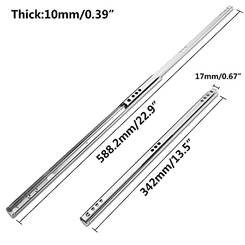 Suiwotin 4PCS 13.5 Inch Drawer Slides, Metal Ball Bearing Drawer Slides, Small Drawer Rails, Non-Removable Side Mount Two Way Slide Track Rail, 2 Pairs (0.7" Wide) - Image 2