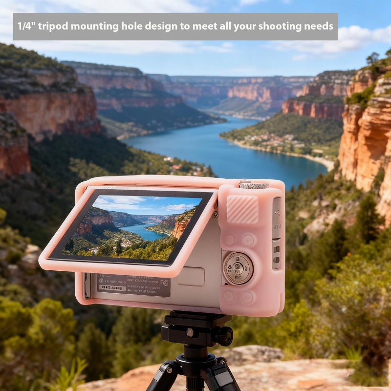 Frevyve Case for Canon PowerShot SX740 HS, SX730 HS Camera, Soft Silicone Protective Case, Slim Fit Sleeve with Removable Lens Cover and Screen Protector Accessories, Anti-Scratch (Jelly Pink) - Image 3
