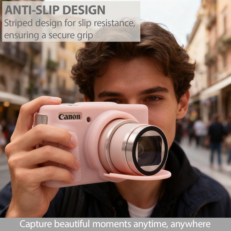 Frevyve Case for Canon PowerShot SX740 HS, SX730 HS Camera, Soft Silicone Protective Case, Slim Fit Sleeve with Removable Lens Cover and Screen Protector Accessories, Anti-Scratch (Jelly Pink) - Image 2