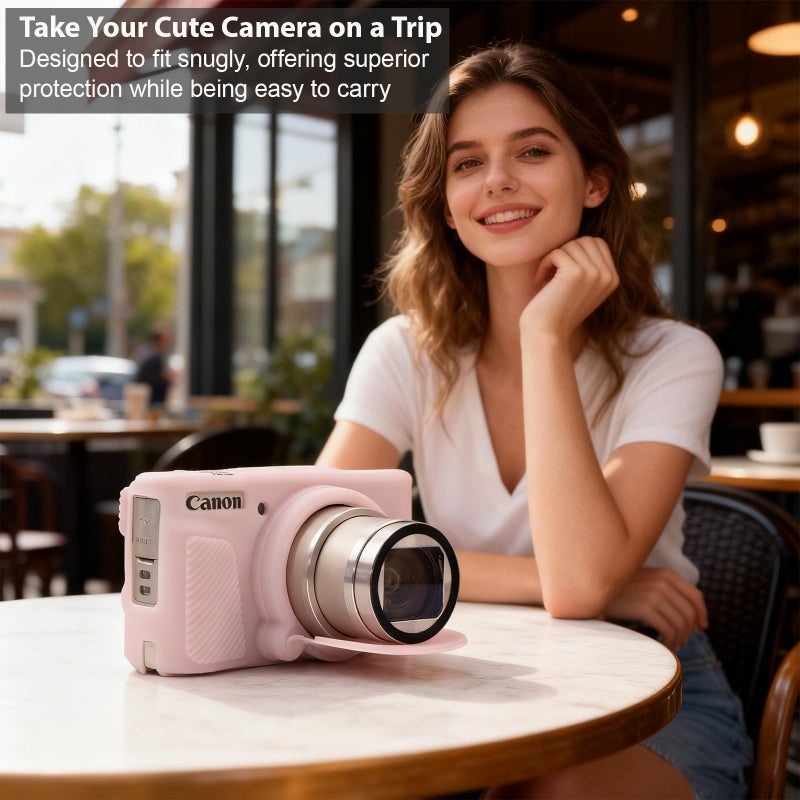 Frevyve Case for Canon PowerShot SX740 HS, SX730 HS Camera, Soft Silicone Protective Case, Slim Fit Sleeve with Removable Lens Cover and Screen Protector Accessories, Anti-Scratch (Jelly Pink) - Image 4